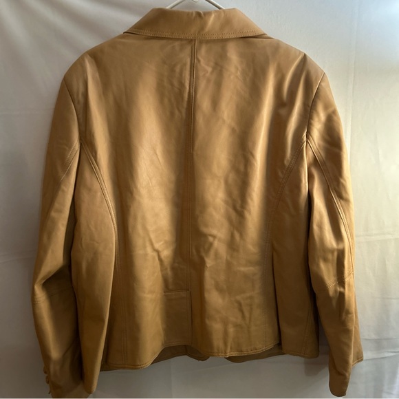 Vintage Pamela McCoy Collections tan 2 Button Genuine Leather 2X Women’s Jacket - Picture 5 of 6